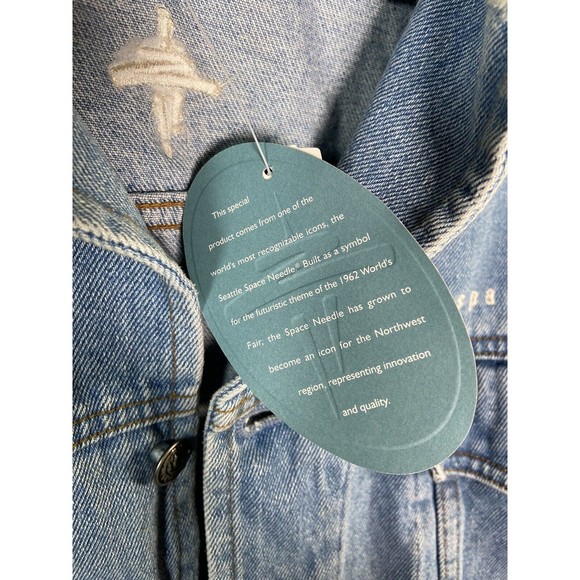 Rare Vintage Space Needle Mens XL Polar Bear Graphics Denim Jacket New With Tags - Picture 6 of 12